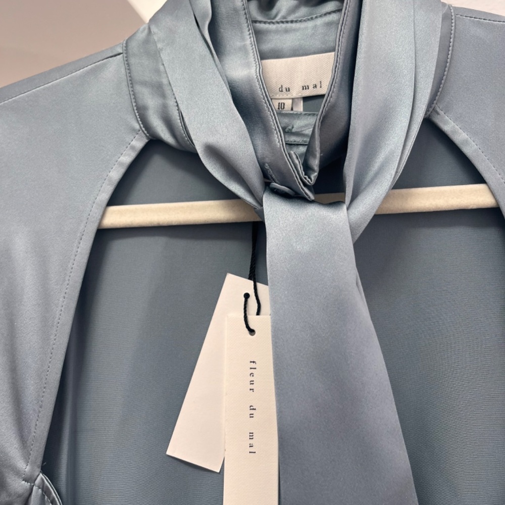 Fleur du Mal Tie Neck Décolleté Silk Dress - Picture 4 of 10